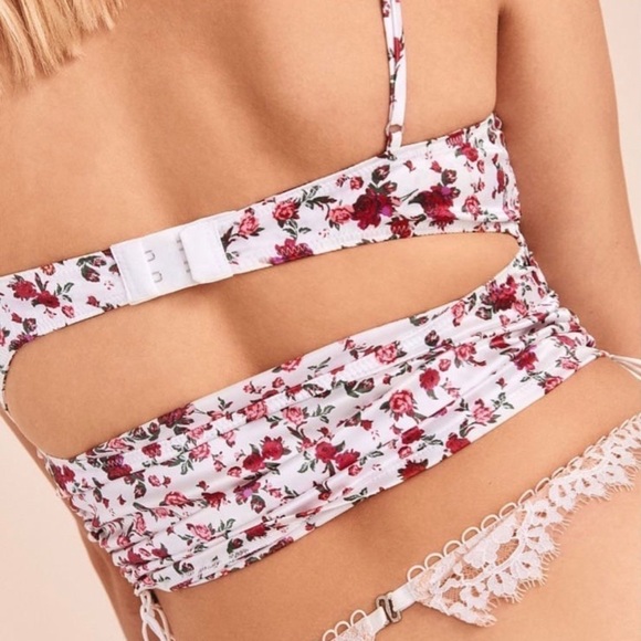 For Love and Lemons Rose Sz S Floral Cami Tank Crop Top - Picture 2 of 4